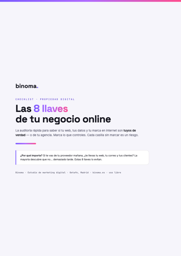 Portada del checklist «Las 8 llaves de tu propiedad digital»