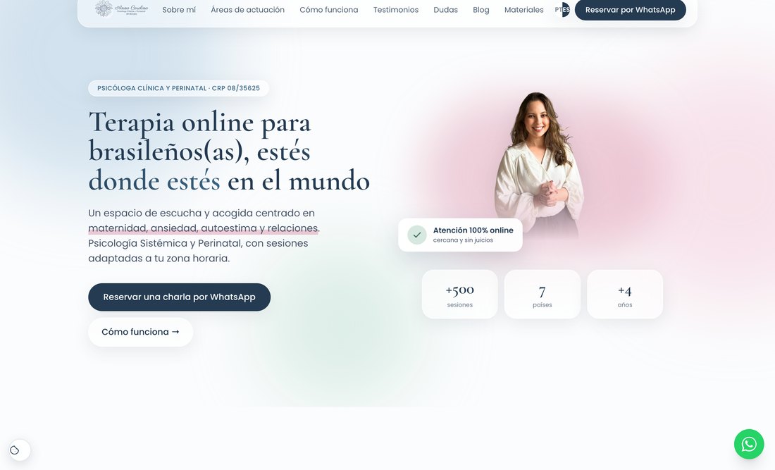 Página de annapsi.com que hicimos para Anna