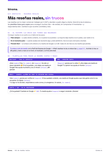 Portada del kit «Más reseñas reales, sin trucos»